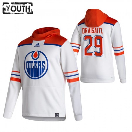 Edmonton Oilers Leon Draisaitl 29 2020-21 Reverse Retro Sawyer Hooded Sweatshirt - Barn